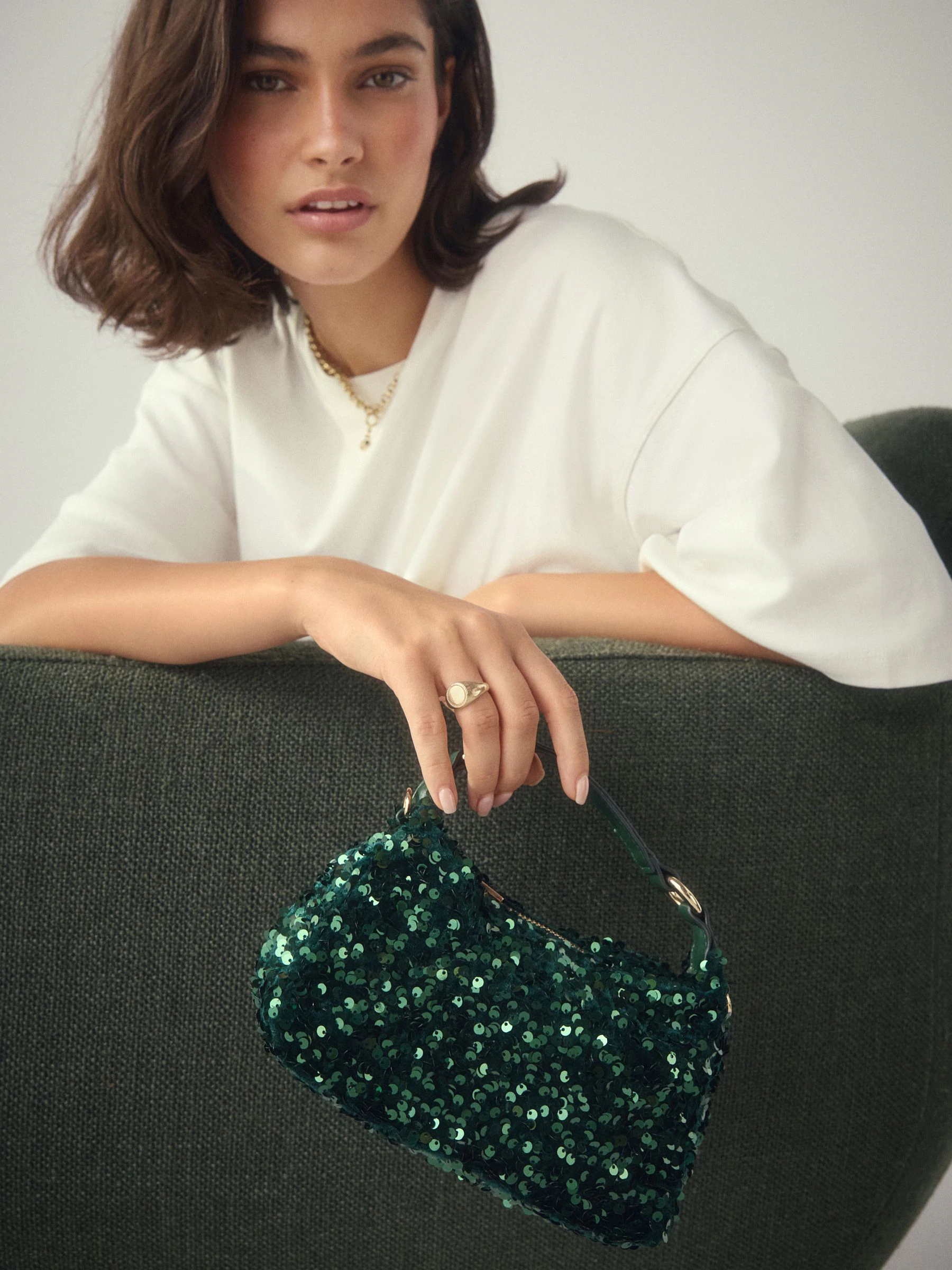 Groen met lovertjes - Kleine handtas