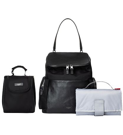 Storksak Pusletaske - L?der - Alyssa - Blåck/Gunmetal