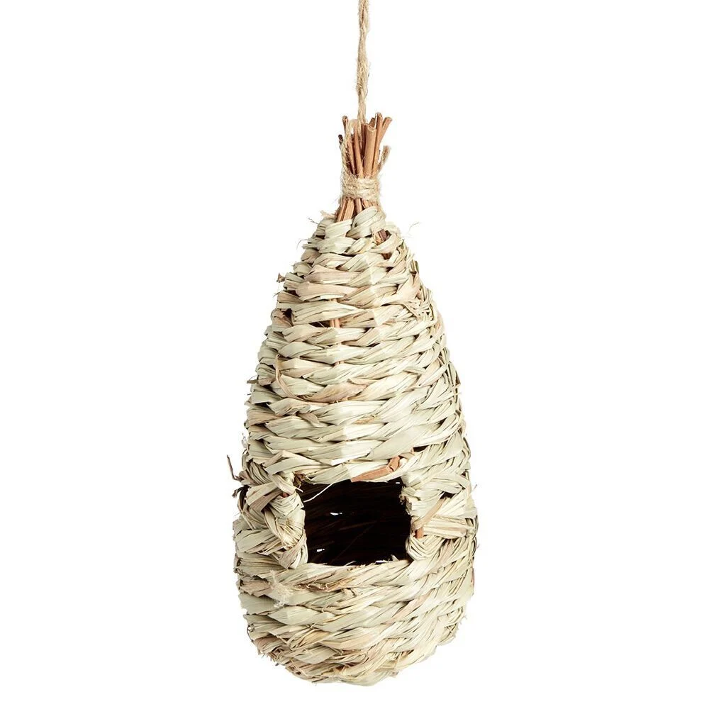 Nichoir à oiseau osier naturel Ø9xH25cm