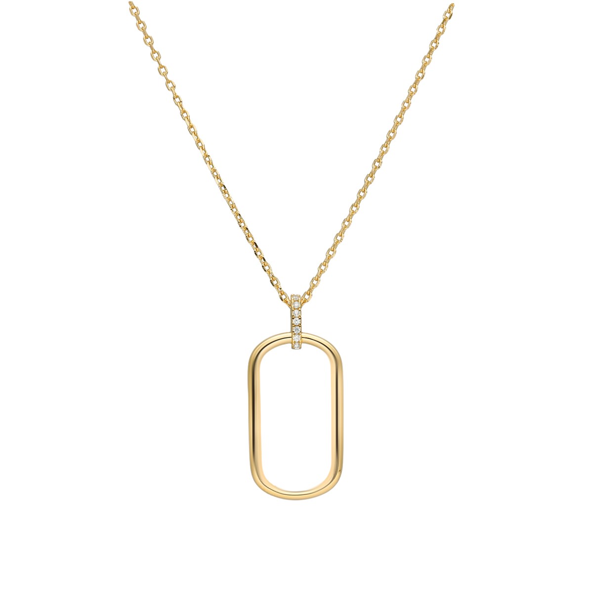 Collier Simple Anneau Argent Doré Olga Sertie De Zirconiums Blanc