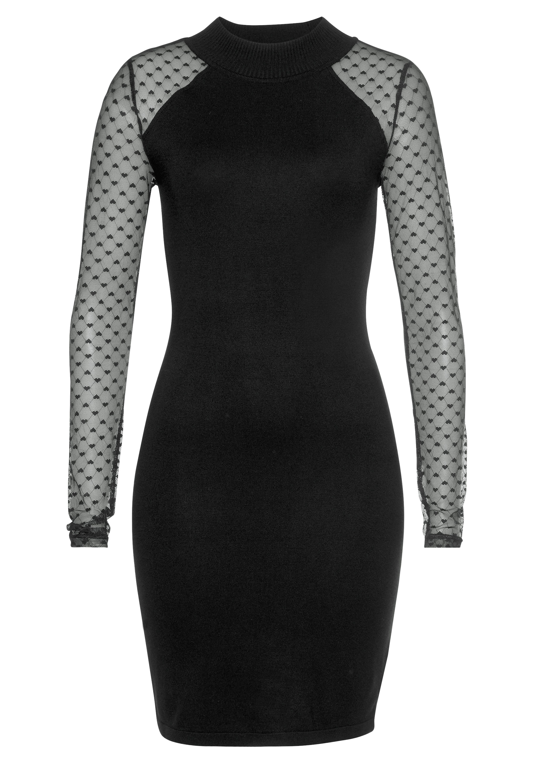 Melrose Strickkleid in Mini-Länge, aus Feinstrick mit Meshapplikation