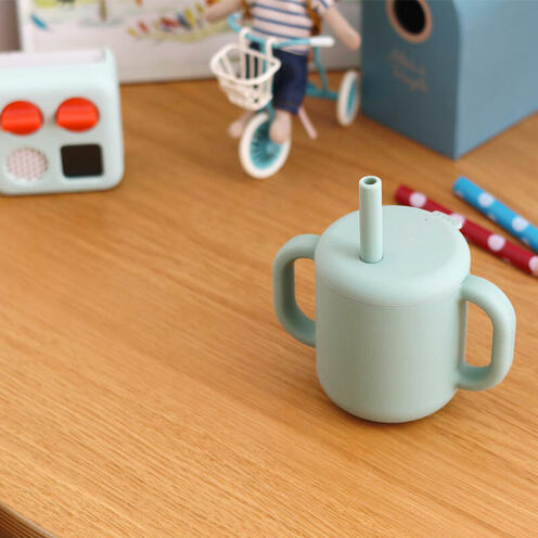 Tasse avec Paille Silicone Sage Green - BEABA