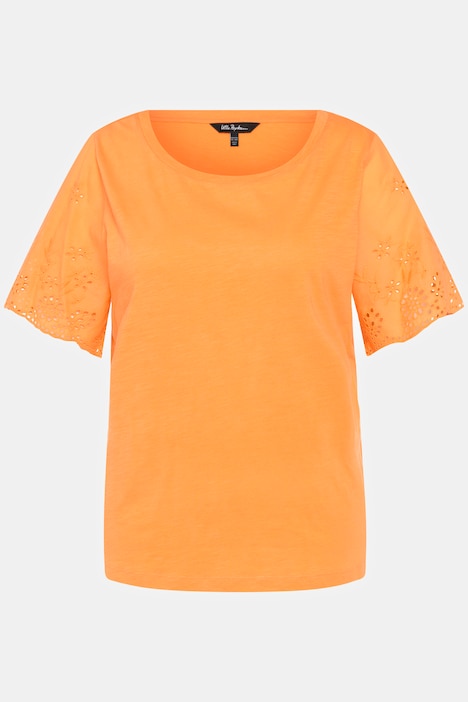 T-Shirt, Spitze, U-Boot-Ausschnitt, Glocken-Halbarm