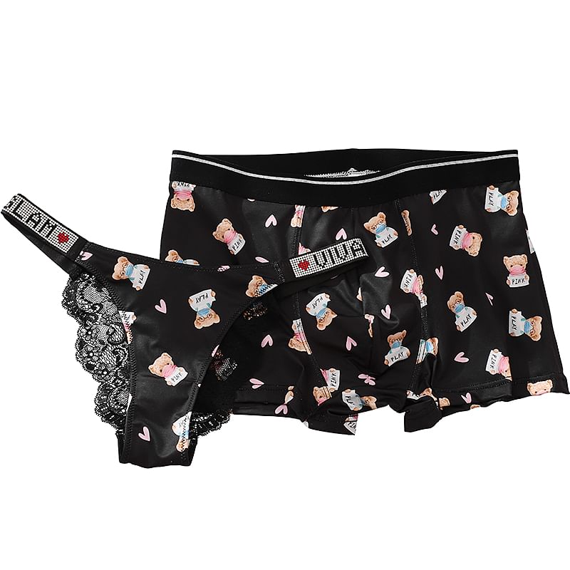 Pancherry - Matching set van mesh panty's, strings en boxers met berenprint