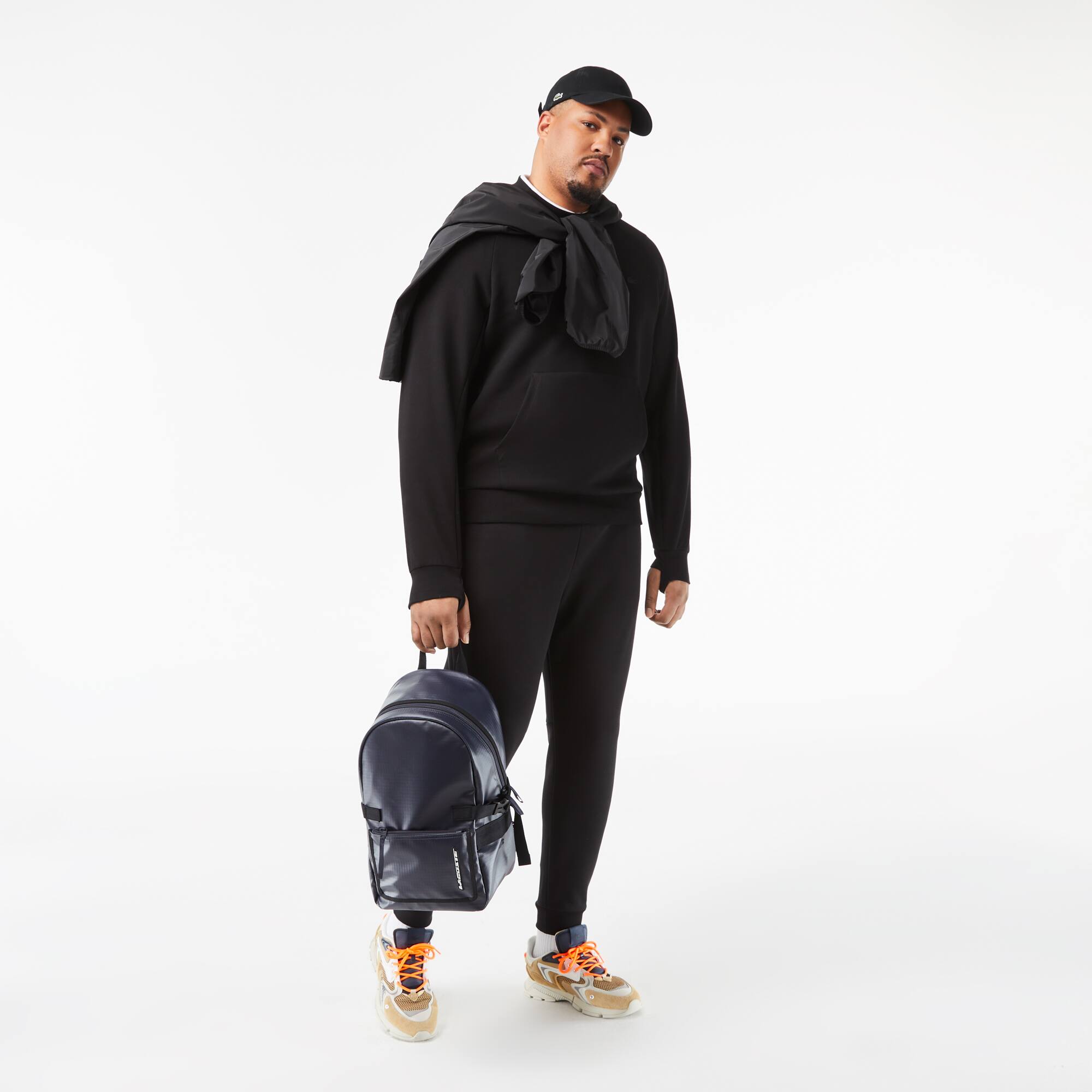Herren Jogger Rundhals-Sweatshirt aus Baumwollmischung mit Kängurutasche Sweatshirts - Schwarz - Lacoste - Herren