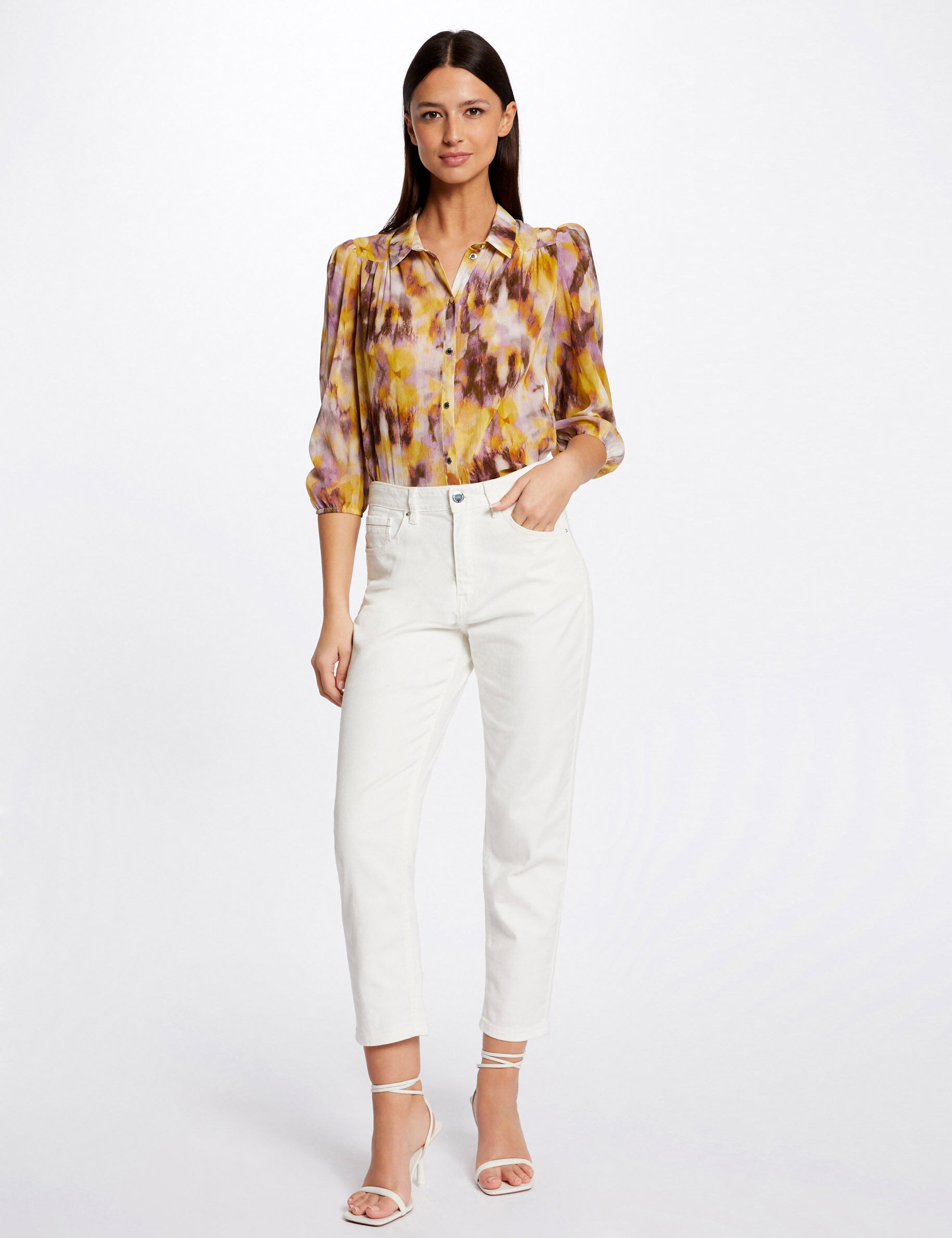 Chemise manches 3/4 imprimé abstrait multico femme - multico