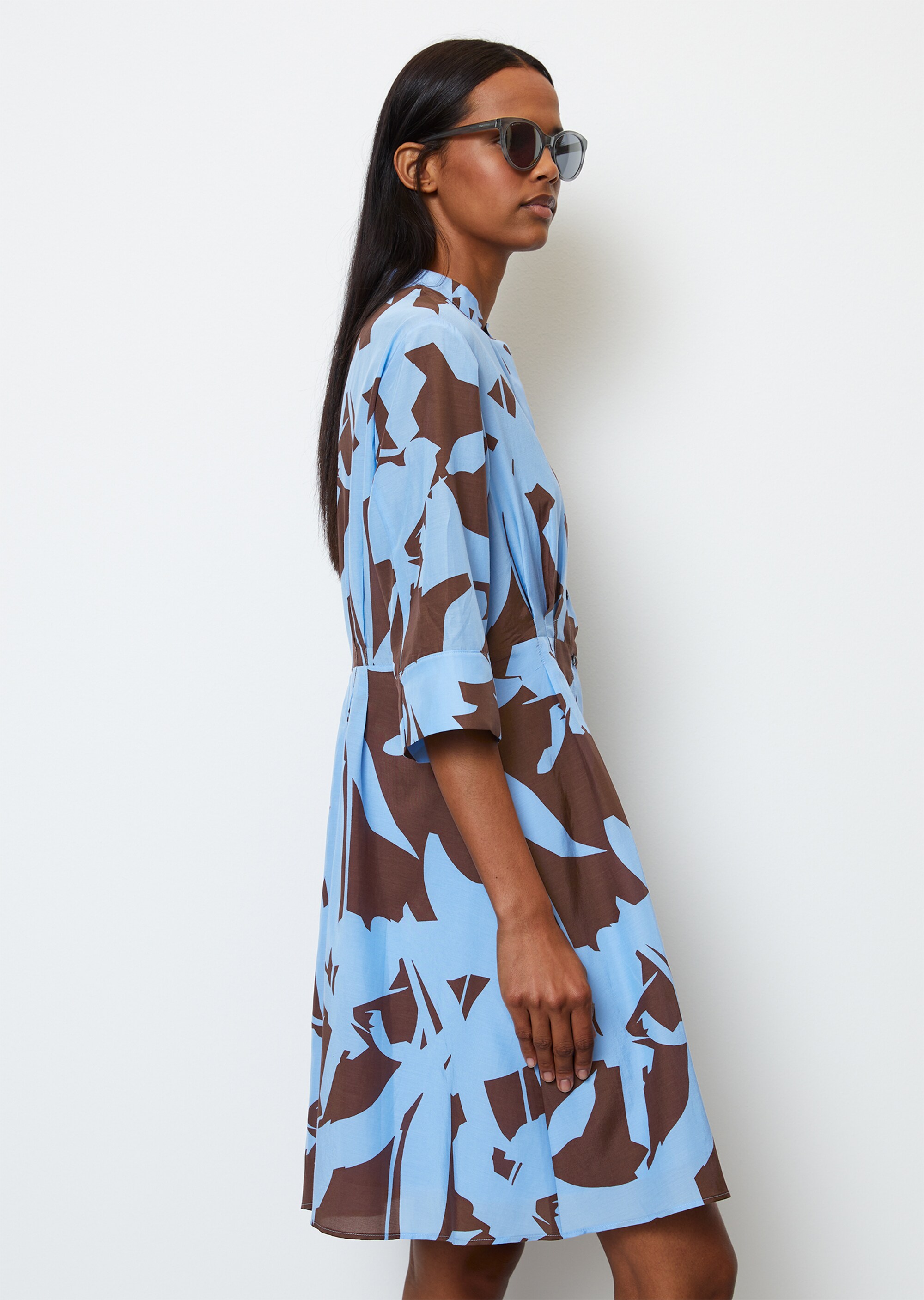 Kurzes Blusenkleid mit Silky Touch aus softem Organic Cotton-Viskose-Mix