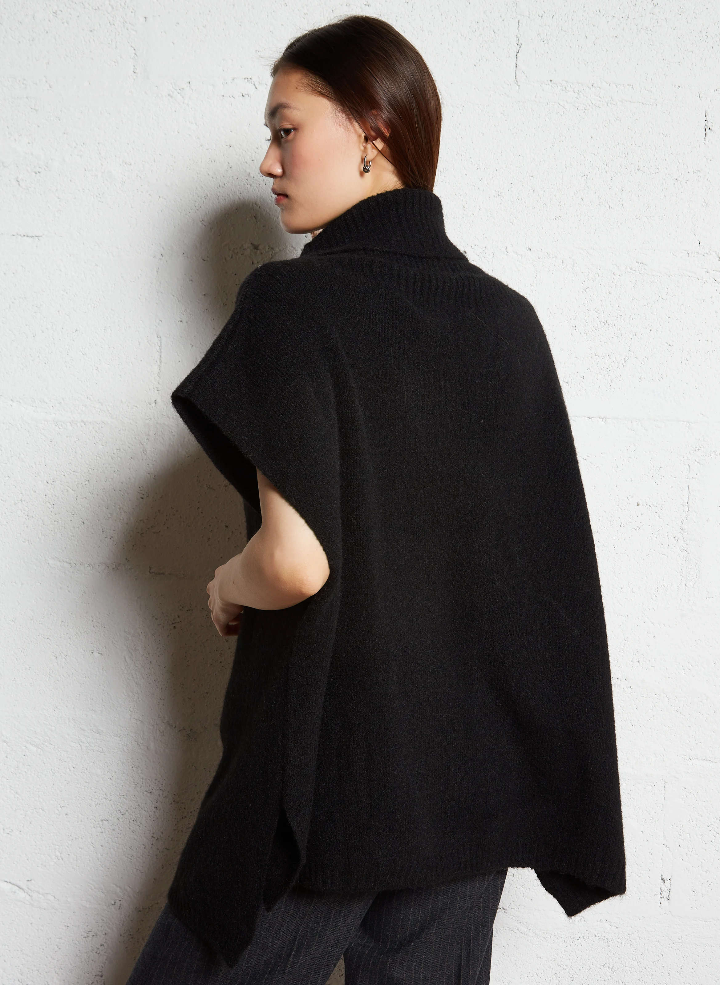 Poncho oversize col roulé | Noir