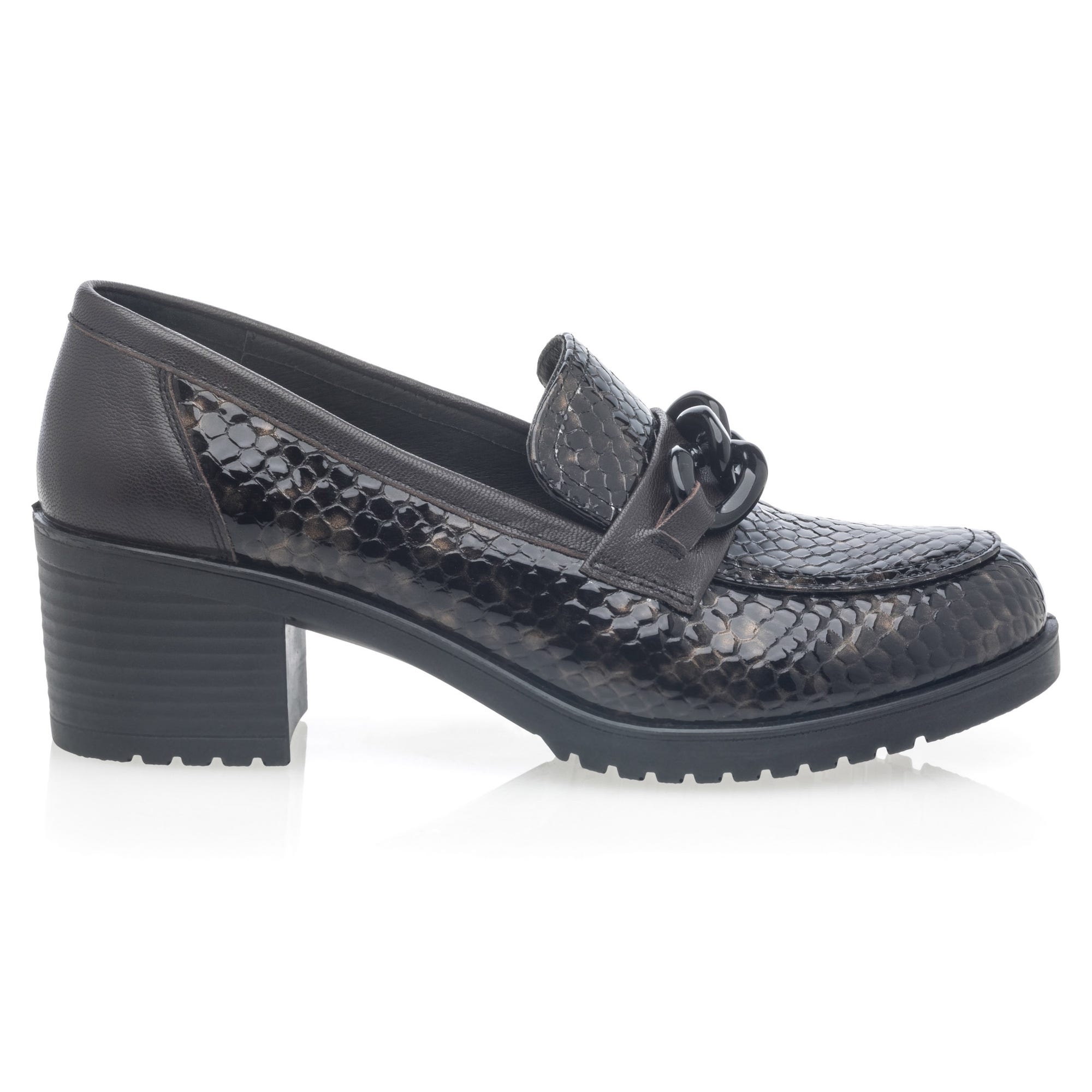 Mocassins pieds sensibles à talon Femme en cuir marron