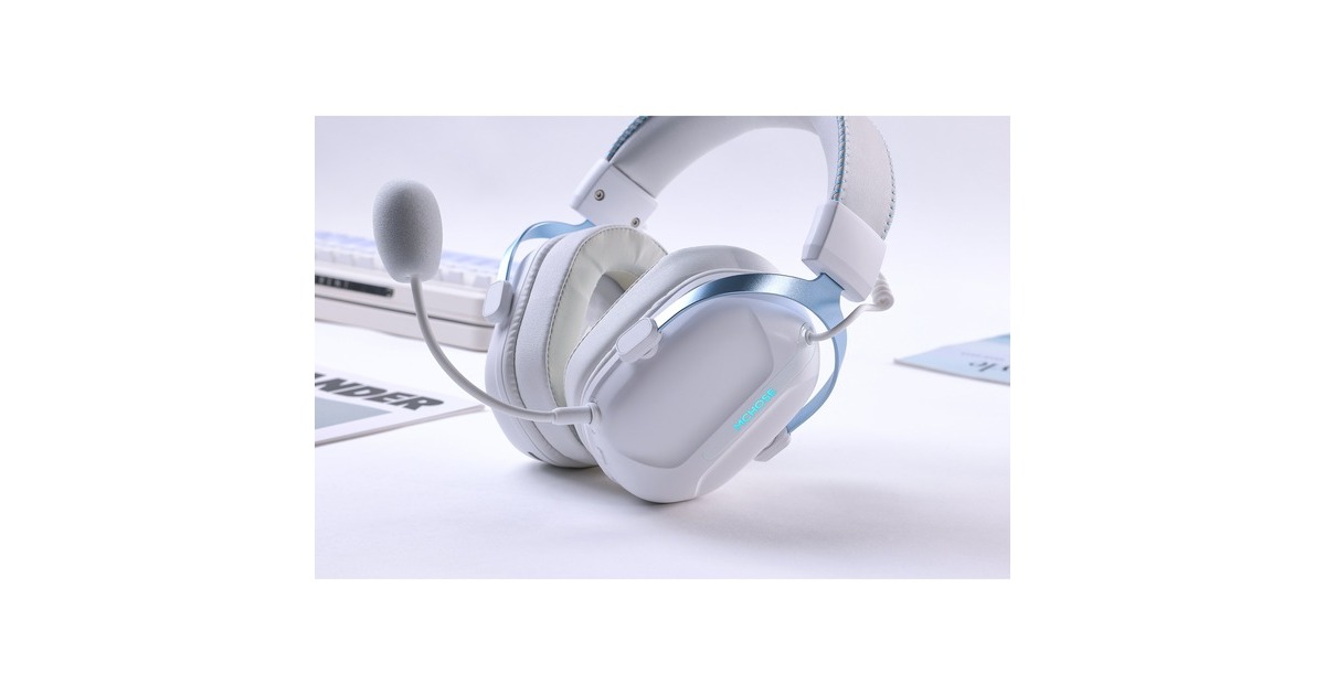 MCHOSES9 Pro Wireless  over-ear gaming headset  (Wit/blauw, PC / laptop / Playstation / Switch / Smartphone, 2.4G / Bluetooth / Wired / Type-C)