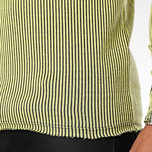 Tee Shirt Manches Longues A Bandes Jaune Noir
