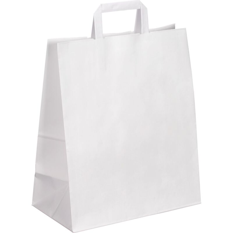 Sac kraft blanc poignées plates qualité 80 g/m² - 50 sacs