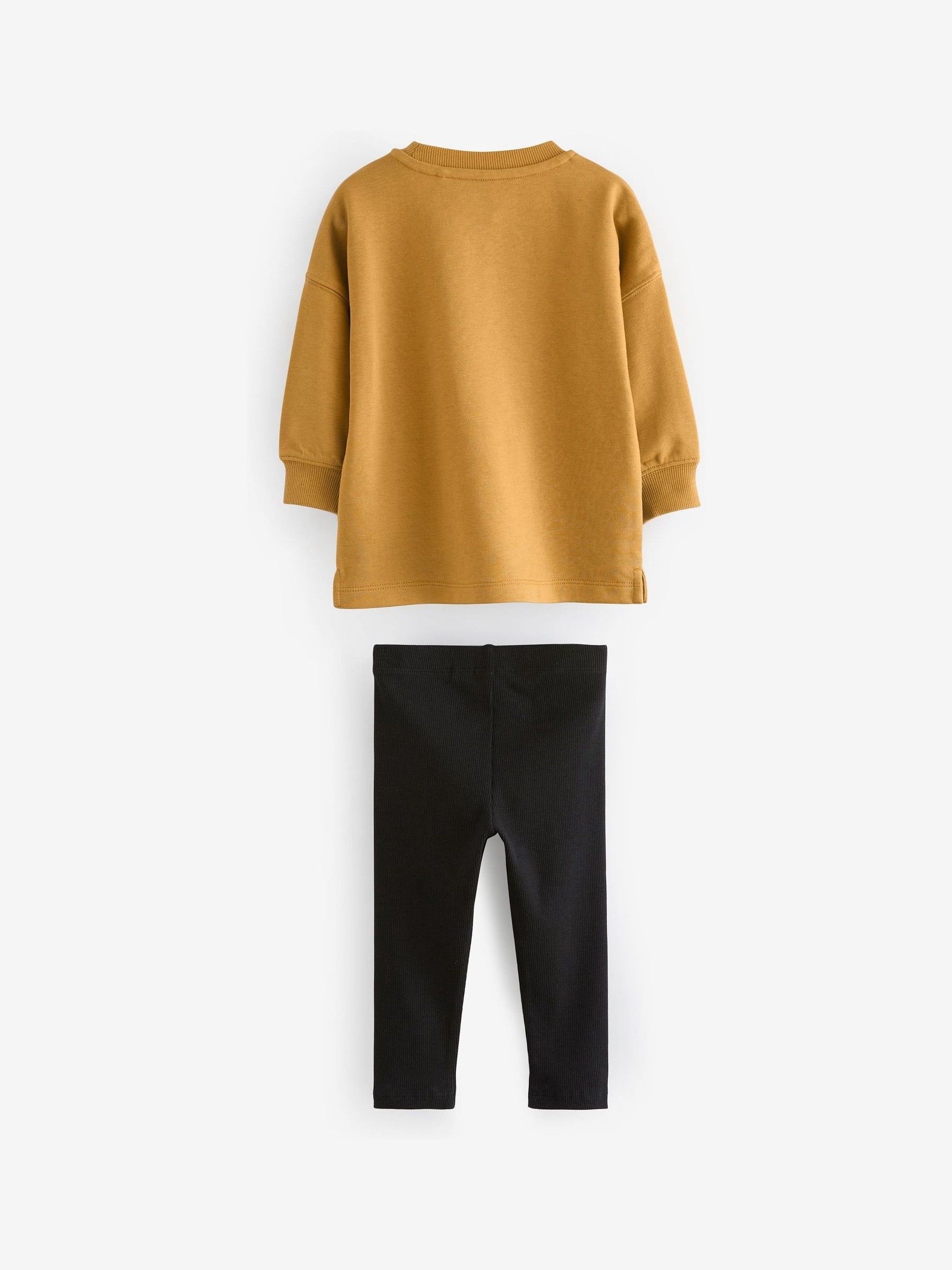 Grijs/okergeel - Set van 2 T-shirts met lange mouwen en leggings (3mnd-7jr)