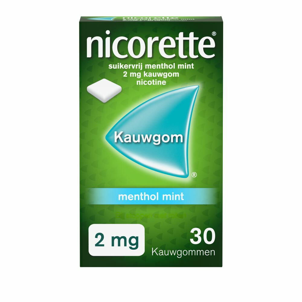 Nicorette Suikervrij Kauwgom Menthol Mint 2mg30 stuks
