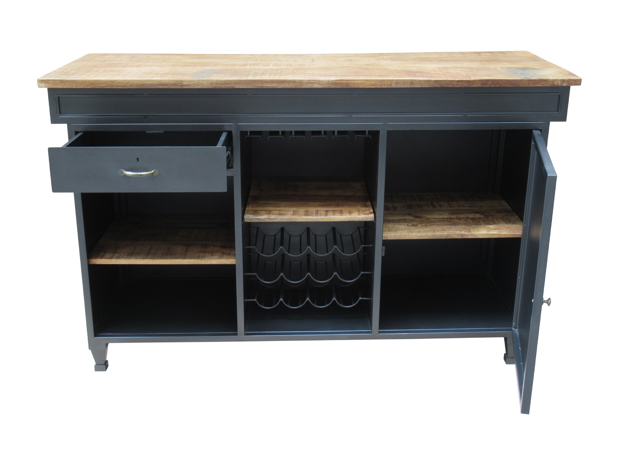 Bartheke 'Loni' aus Mangoholz, grau, L 172 cm, B 65 cm, H 108 cm von fischer's lagerhaus