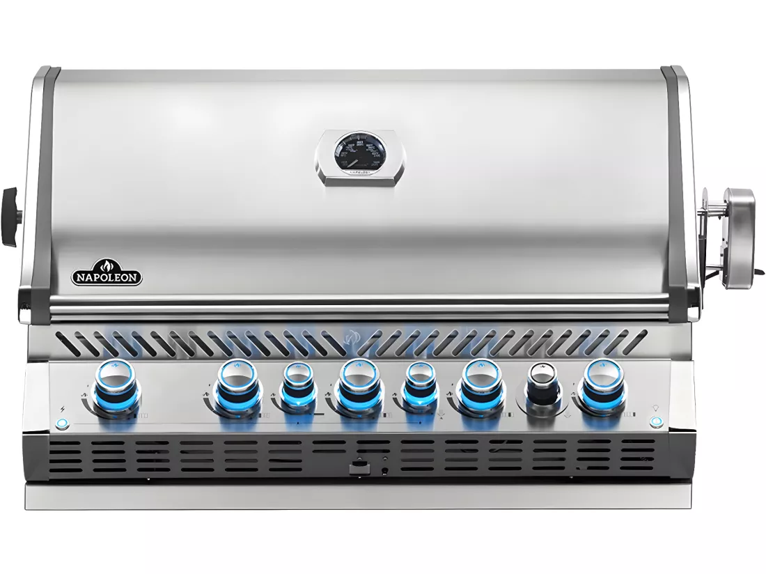 Barbecue gaz encastrable Prestige Pro 665 inox 4 brûleurs + Sizzle Zone + brûleur arrière + Fumage - Napoleon
