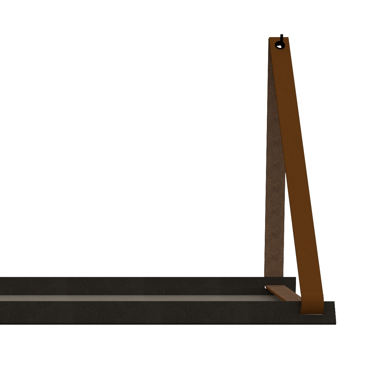 Stalen wandplank 98x20cm - incl. leren plankdragers Stalen wandplank met leren plankdragers - Lichtbruin