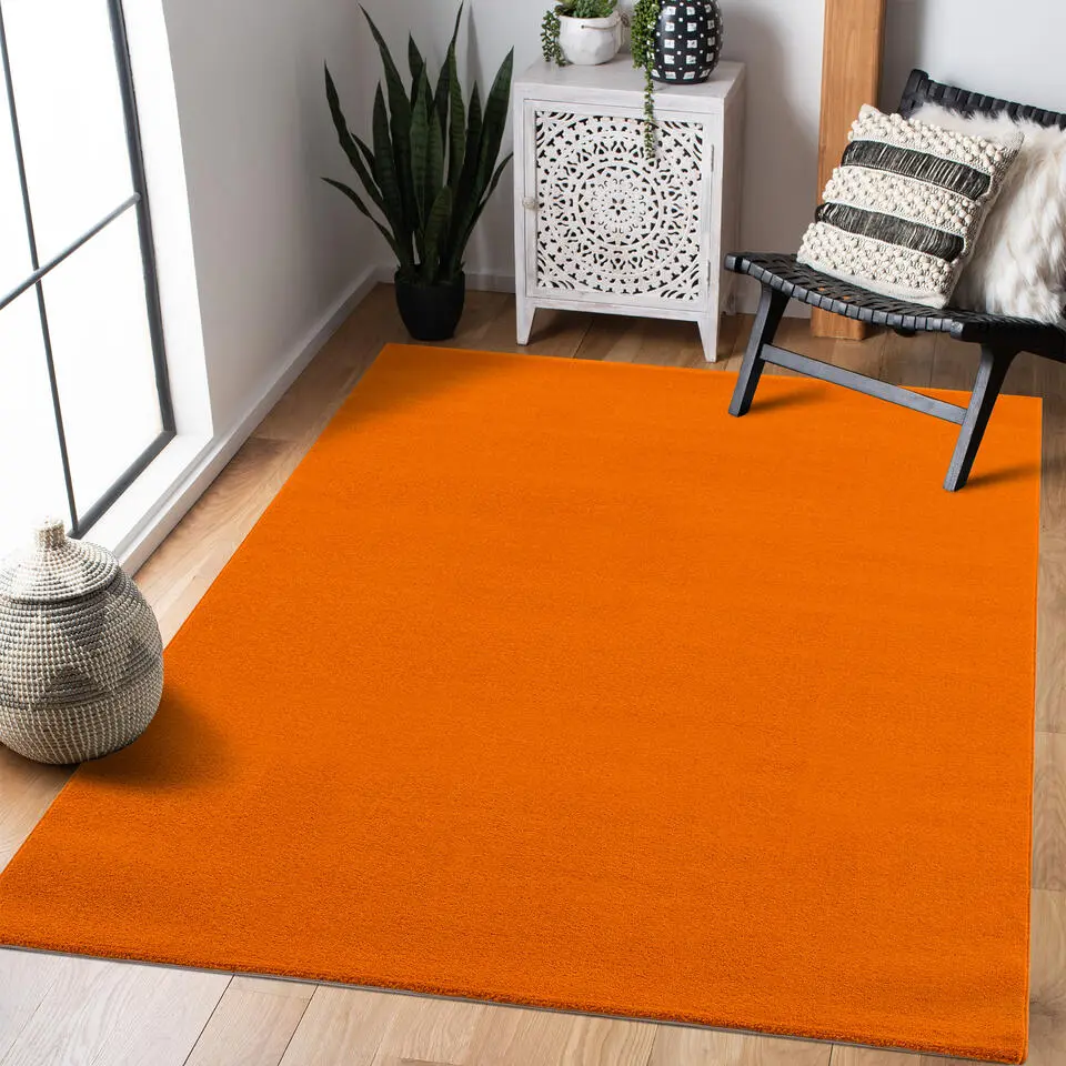 Uni Effen Laagpolig Vloerkleed Modern Oranje - 160x230 CM