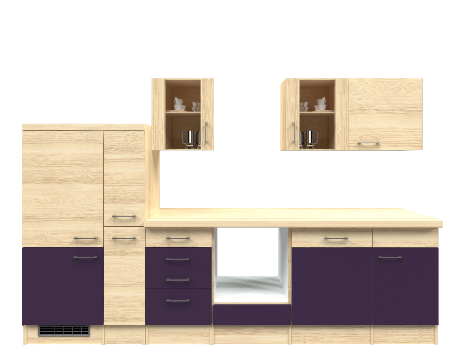 Küchenblock FOCUS - Akazie-Aubergine - 310 cm