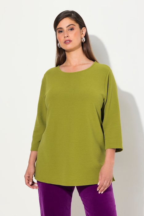Sweatshirt, Querrippen, Rundhals, 3/4-Arm