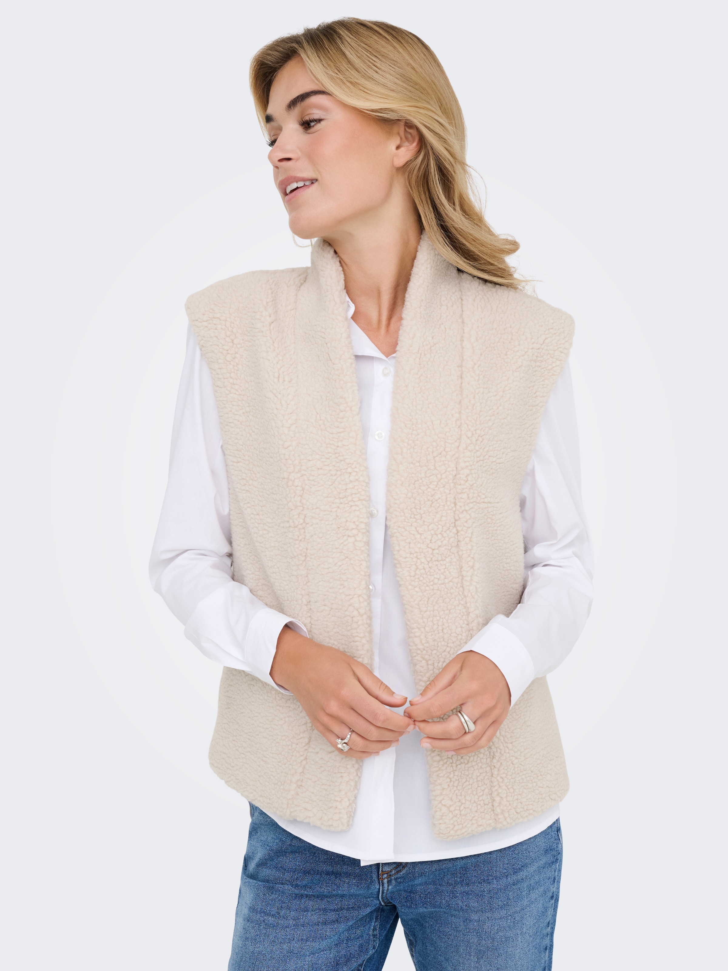 JDY Fellimitatweste »JDYBIRDY LIFE TEDDY OPEN VEST OTW NOOS«