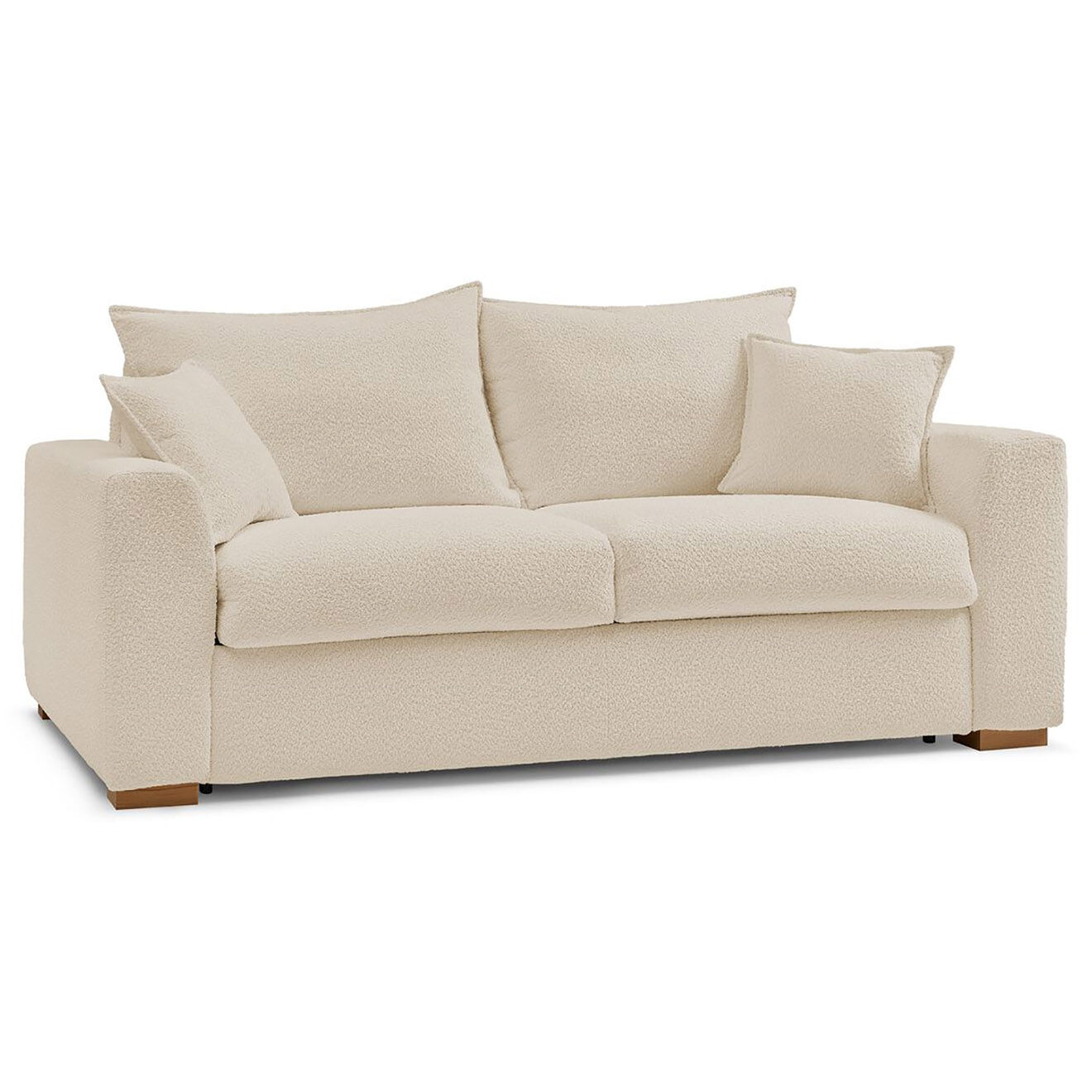 Bobochic Canapé convertible express augustin bouclette beige  - 205x96x97 cm