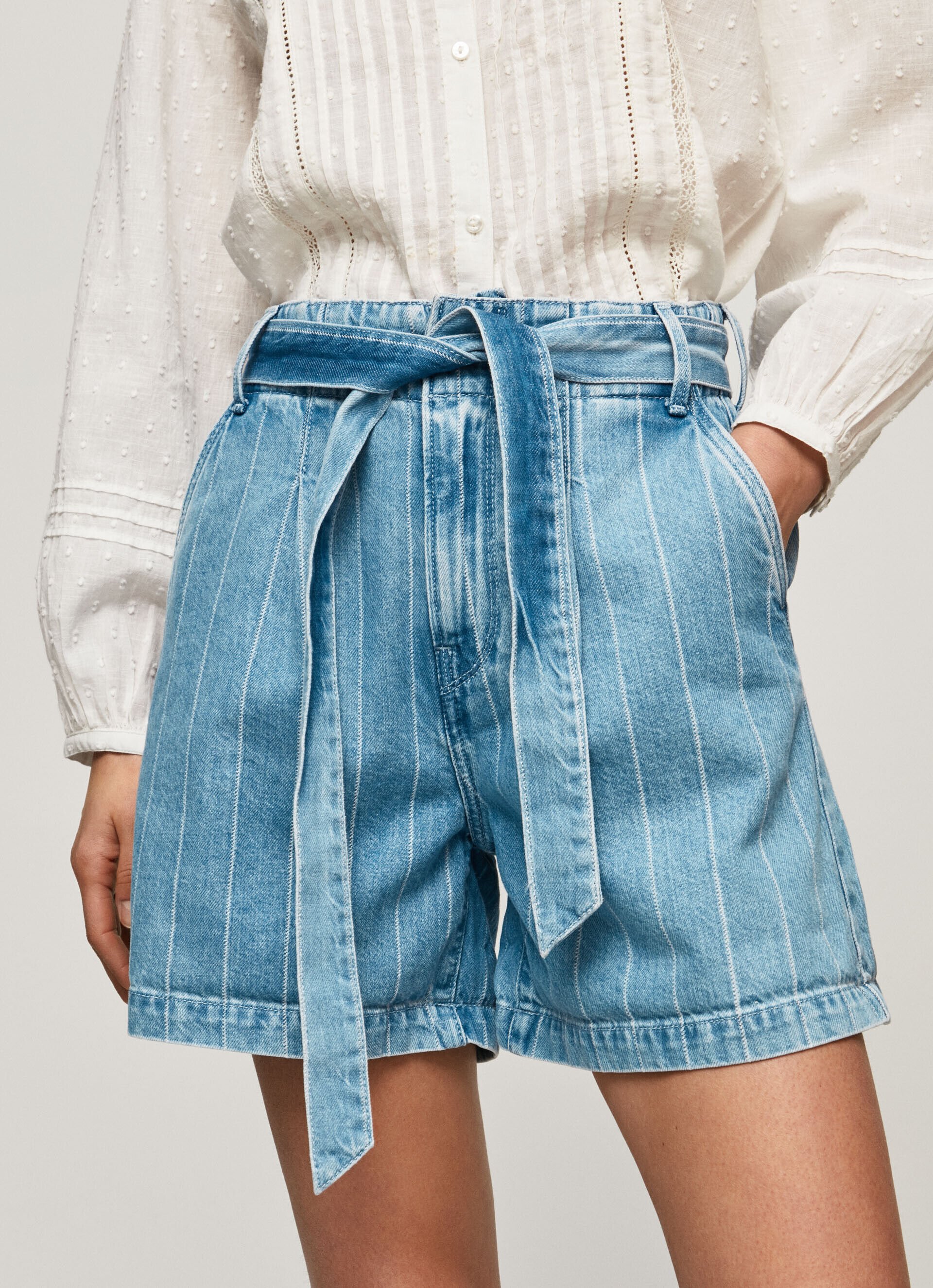 Shorts jeans listrados - jeans