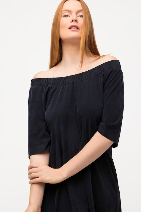 Midikleid, A-Linie, Carmen-Ausschnitt, Halbarm, Modal