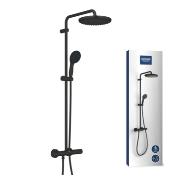 Grohe regendoucheset Quickfix Vitalio Start met handdouche 2 standen zwart  - hartafstand kraan 15 cm