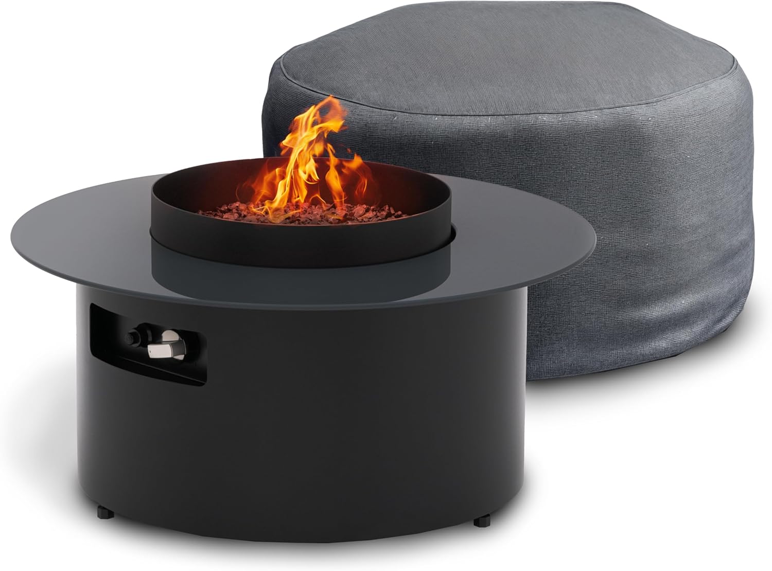 Planika Dot 2-in-1 Couchtisch mit Gas Feuerstelle, Balkon und Terrassentisch, Außenkamin, Gartentisch, Beistelltisch, Terrassen und Balkonheizer. Robuste Tischplatte, Einfache Steuerung + Abdeckung
