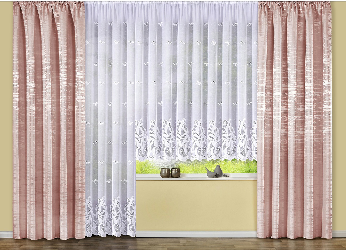 Blumenfenster-Store mit Universalschienenband