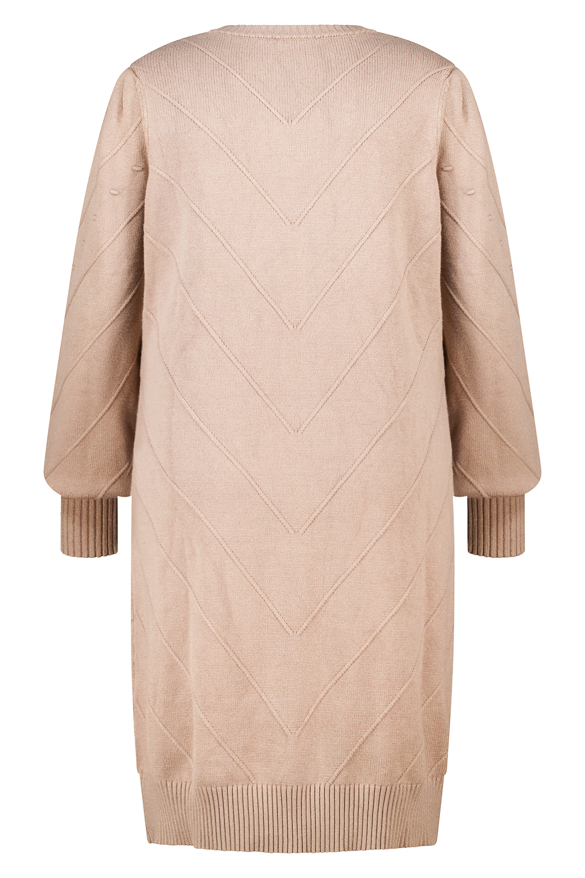 Gebreide jurk met ballonmouwen Licht taupe