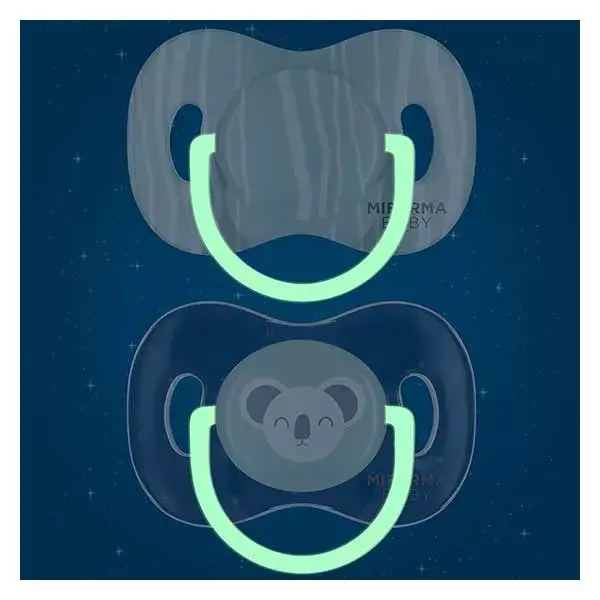 Chupeta Mifarma Baby para Dia e Noite, Silicone Fisiológico, +6 meses, Panda Verde, Pacote com 2