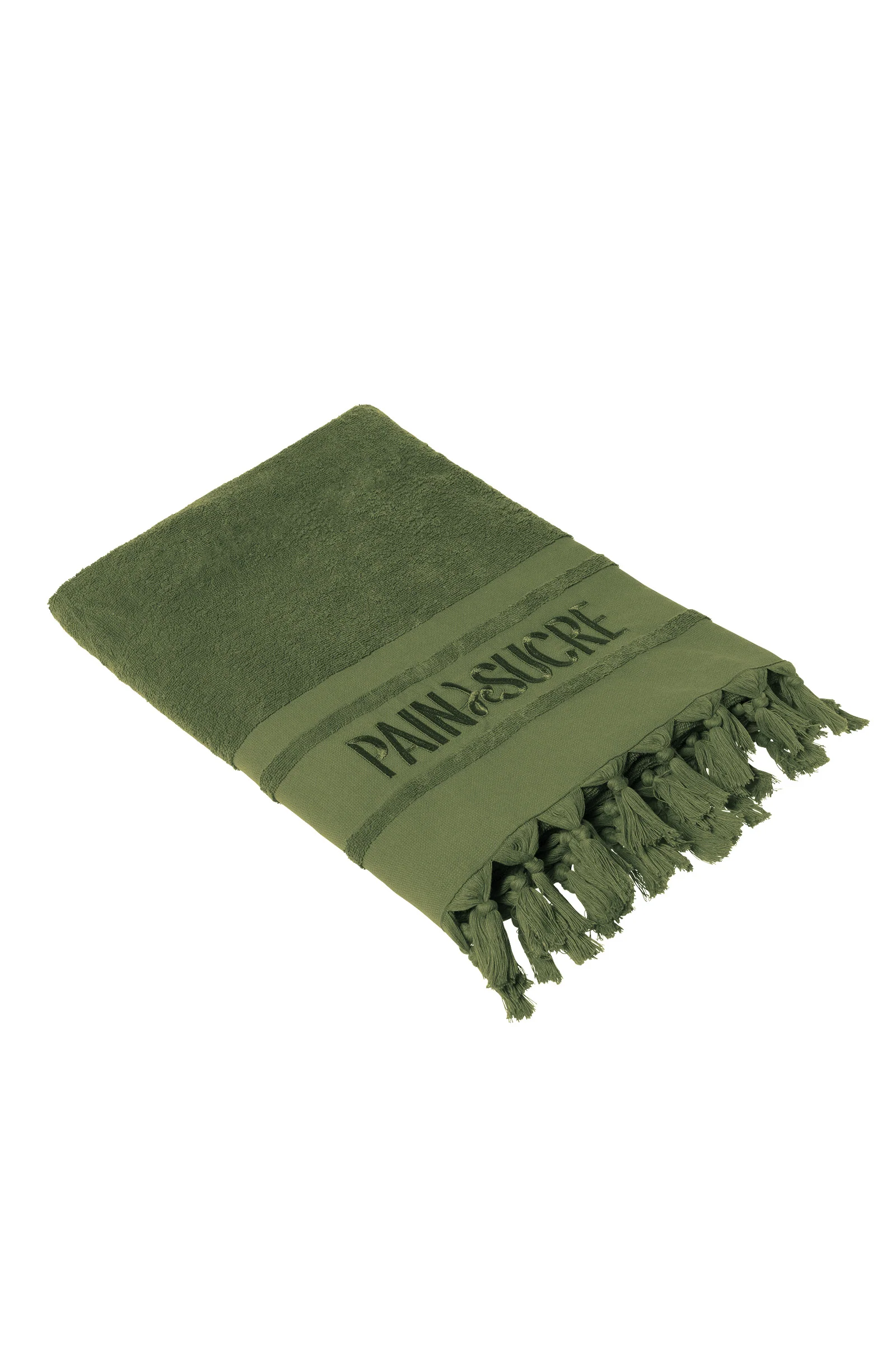 zaina Fouta en éponge amande à franges Amande