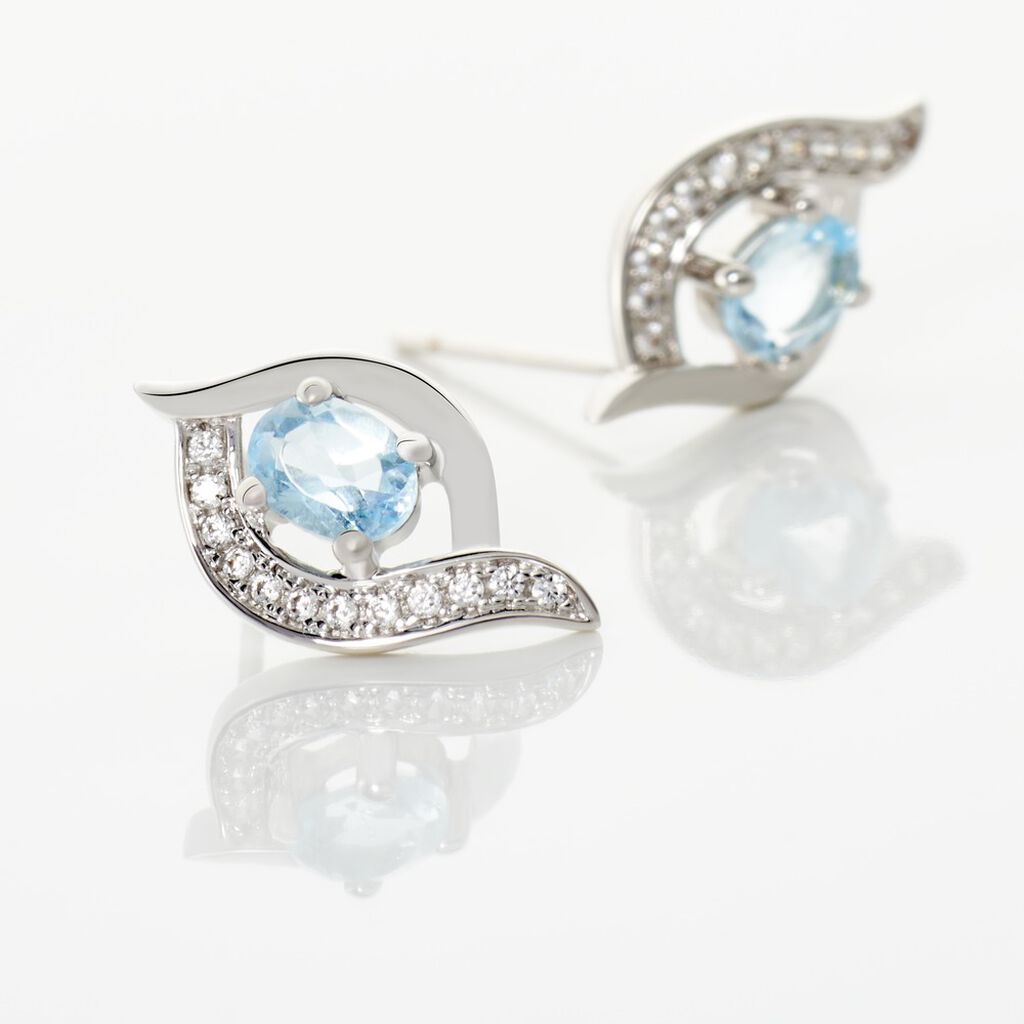 Boucles D'oreilles Lydia Or Blanc Topaze Oxyde
