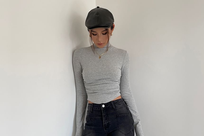 Colada - Geborsteld Mock-Neck T-shirt in 6 kleuren