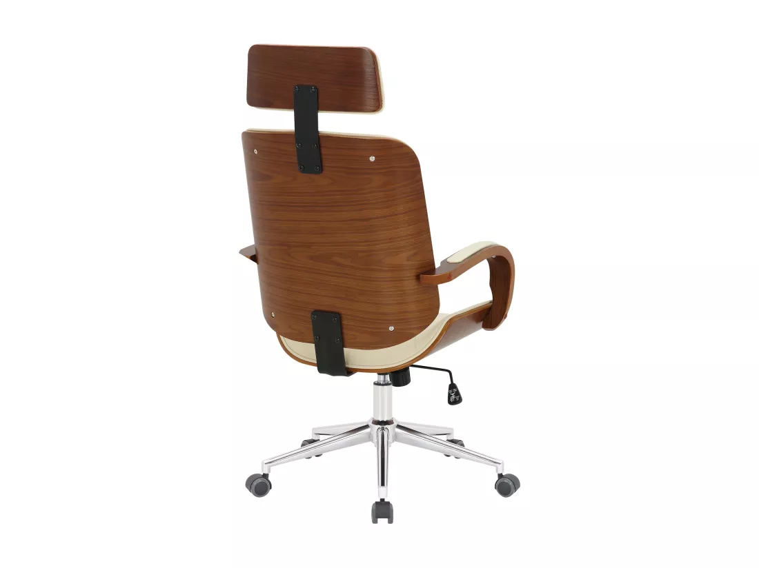 Chaise de bureau - Similicuir - Noyer / Crème - Dayton