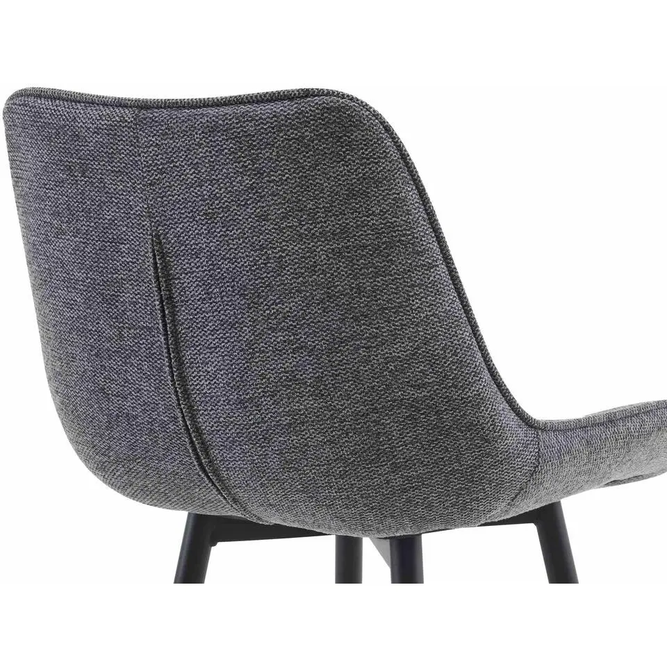 CLP Barkruk Dartford mat zwart Frame - Stof - donkergrijs
