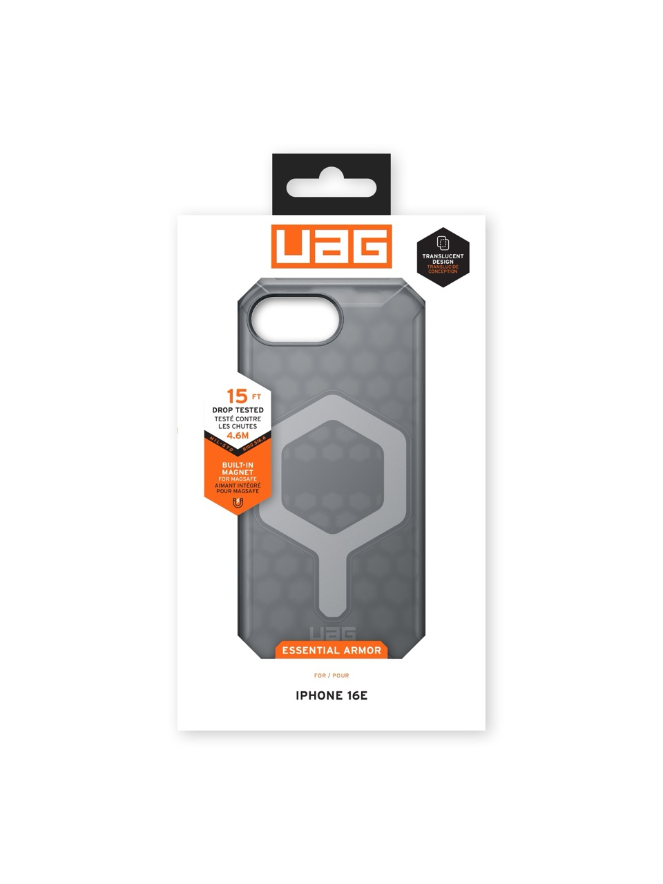 iPhone 16e MagSafe Schutzhülle Essential Armor (114496113131) - Ash (Schwarz / Transparent)