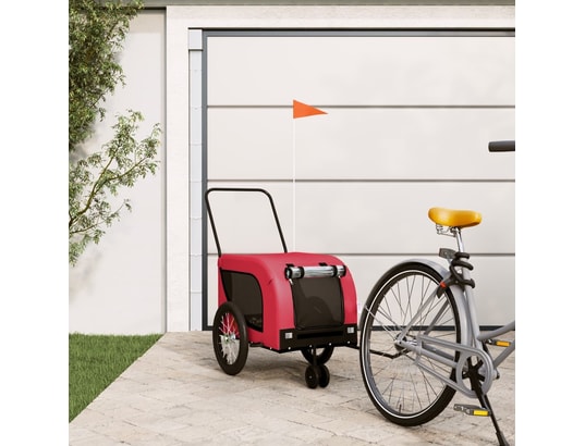 VIDAXL - Remorque de vélo pour animaux de compagnie rouge et noir