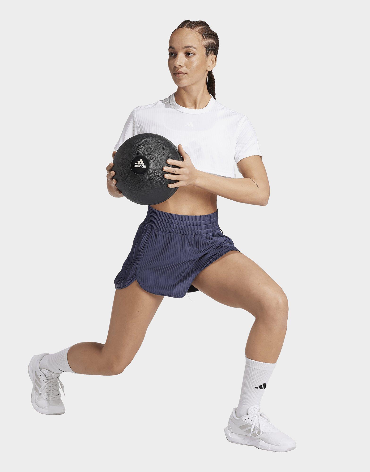 adidas Short taille haute bords-côtes 3 bandes ton sur ton Pacer All Gym Seasonal