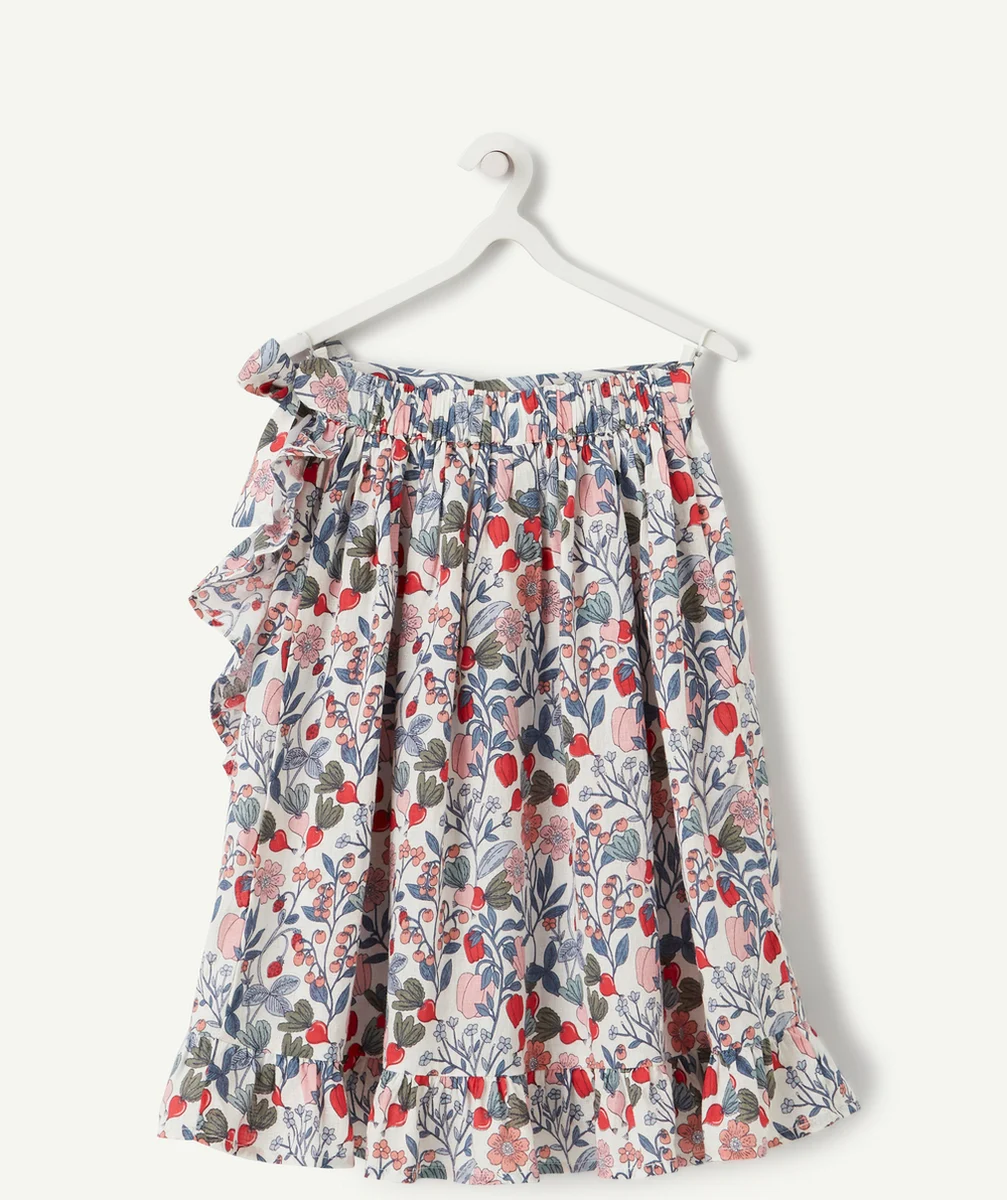 JUPE FILLE À VOLANTS EN COTON IMPRIMÉ FLEURI