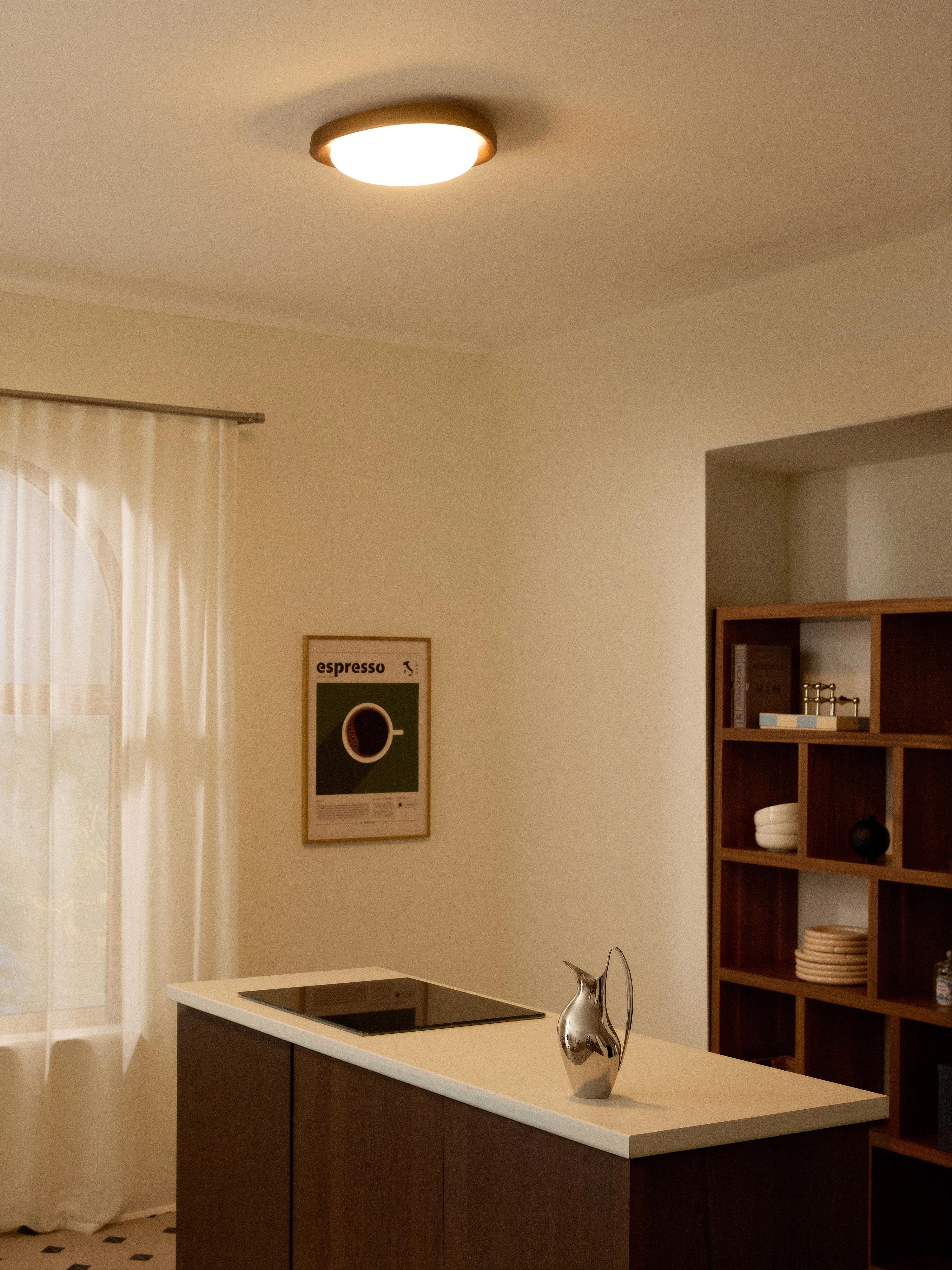 Plafondlamp Matthew met frame van essenhout