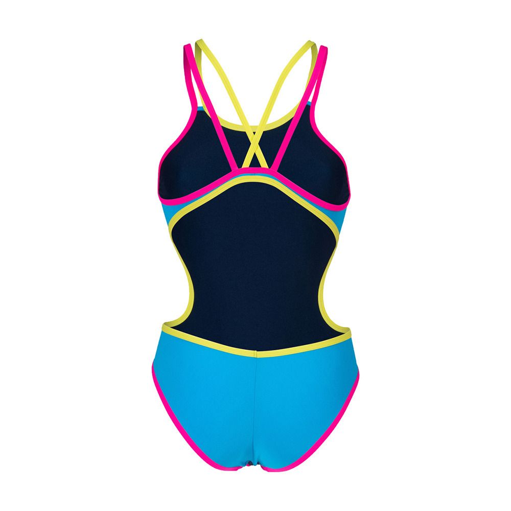 Arena ONE DOUBLE CROSS BACK - Maillot de bain 1 pièce Femme turquoise/fluo pink/s.green