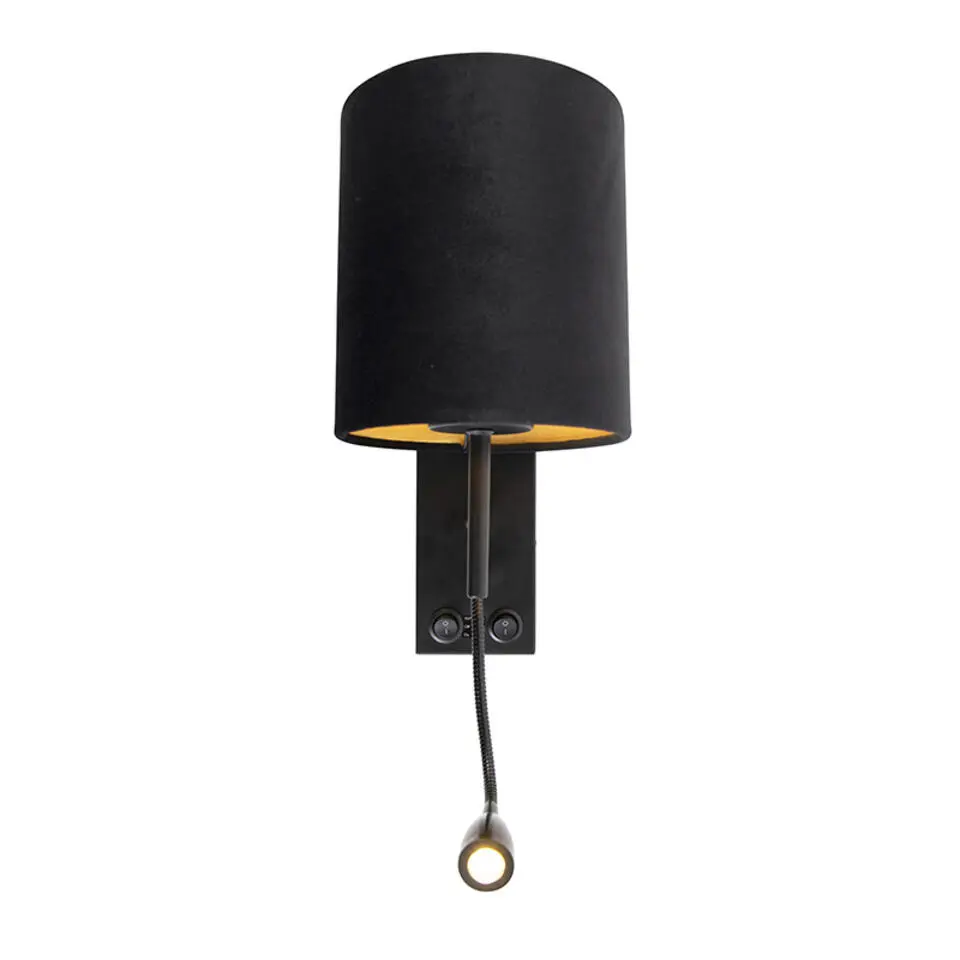 Qazqa wandlampen stacca zwart e27