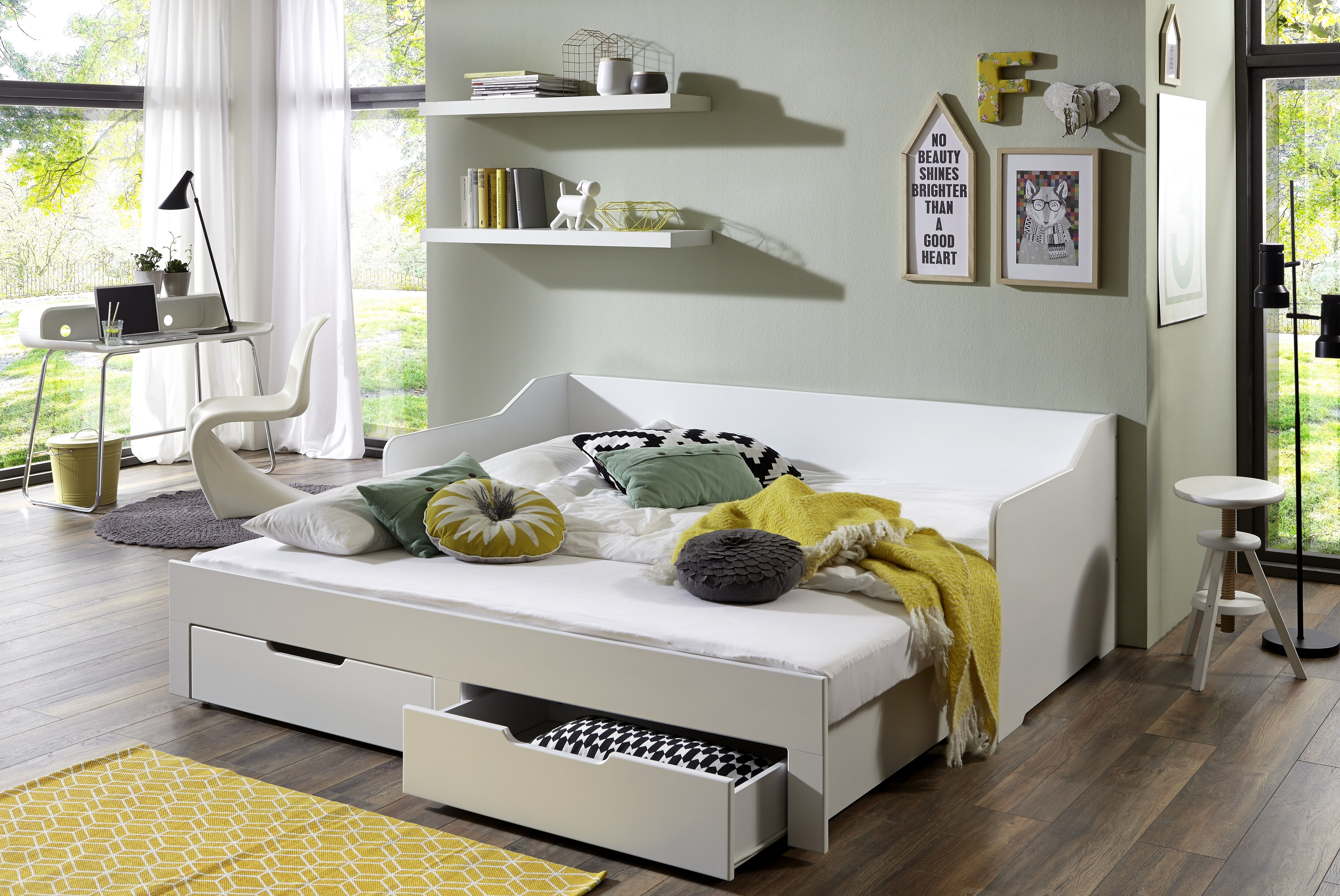 Relita - Funktionsbett Anna 90x 200 auf 180 x 200 cm Liegefläche ausziehbar u. 2 Schubladen