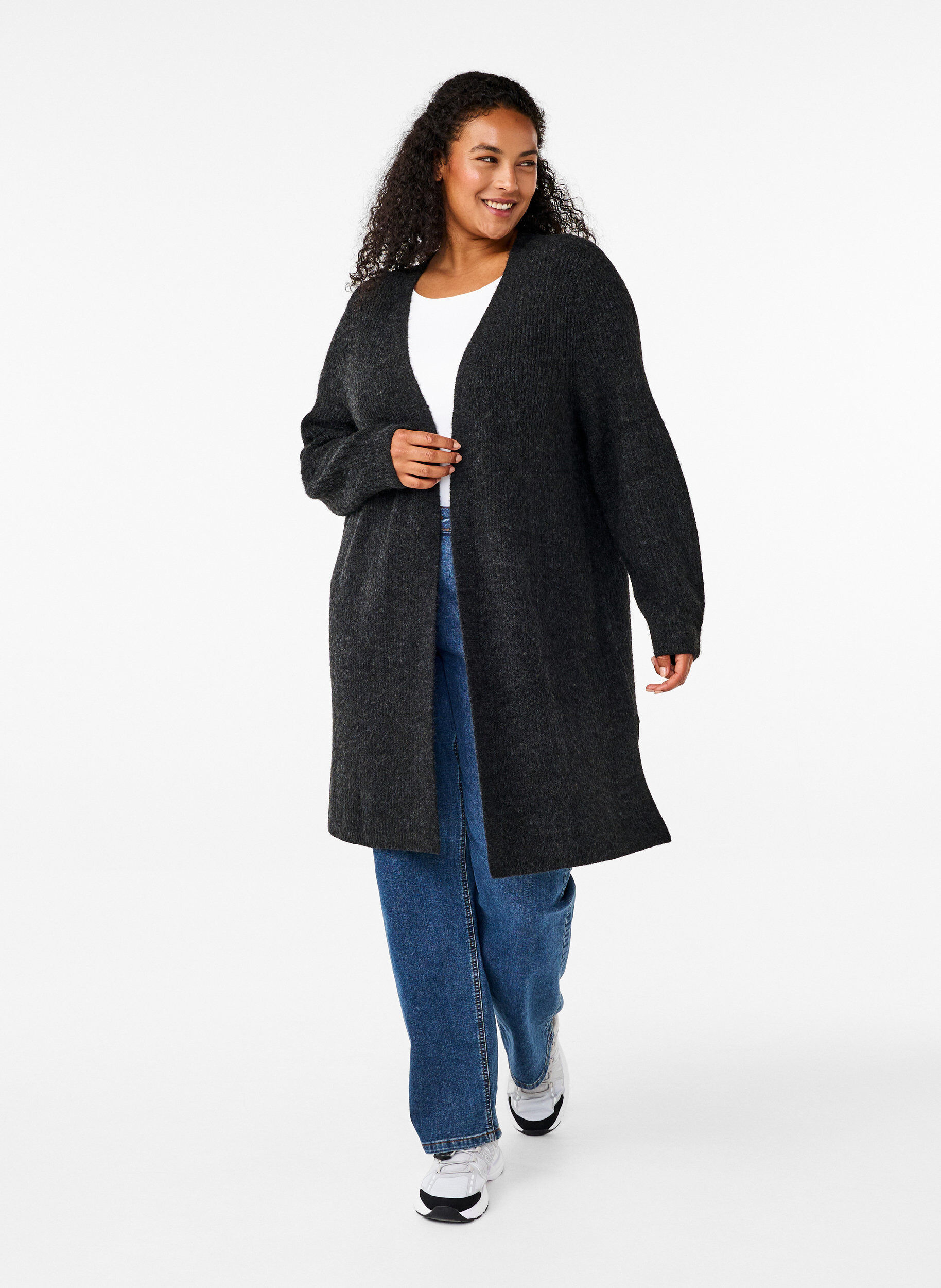 FLASH - Ribstrikket cardigan med slidser