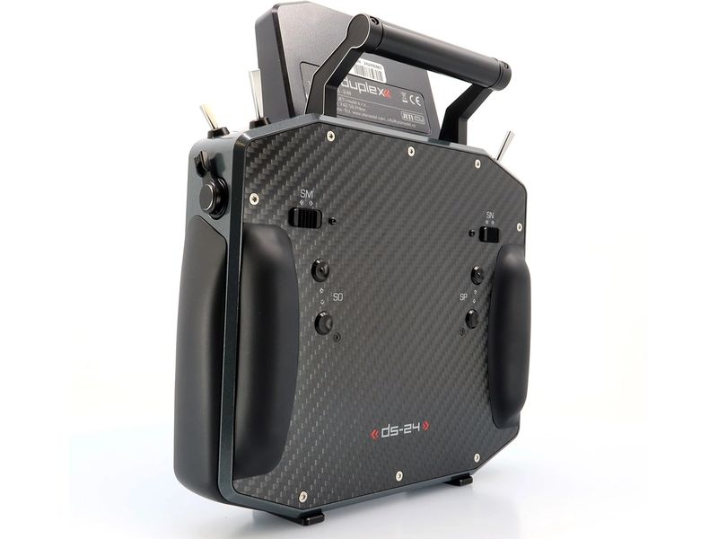 Jeti Fernsteuerung DS-24II Carbon Line Gray 24 Kanal, Duple Professioneller 24-Kanal-Sender mit Geber auf Rückseite und Carbon-Frontplatte