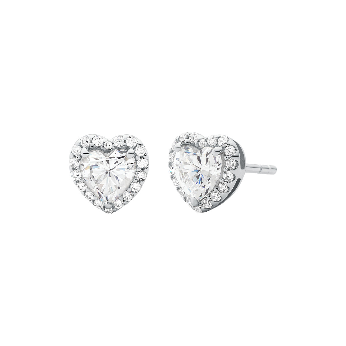 Boucles d'oreilles MICHAEL KORS argent 925 rhodié coeurs zirconias
