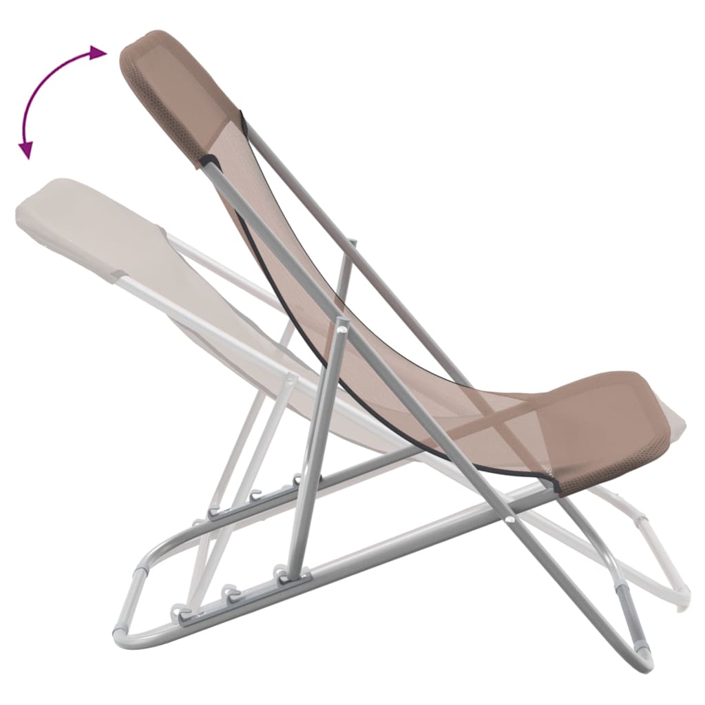 Chaises de plage pliantes 2pcs textilène acier enduit de poudre